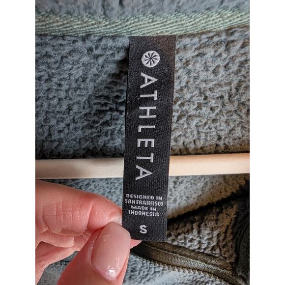 Athleta Tugga Sherpa Fleece Crop Jacket Bali Green Athleisure Outdoor Size Small - Picture 10 of 14